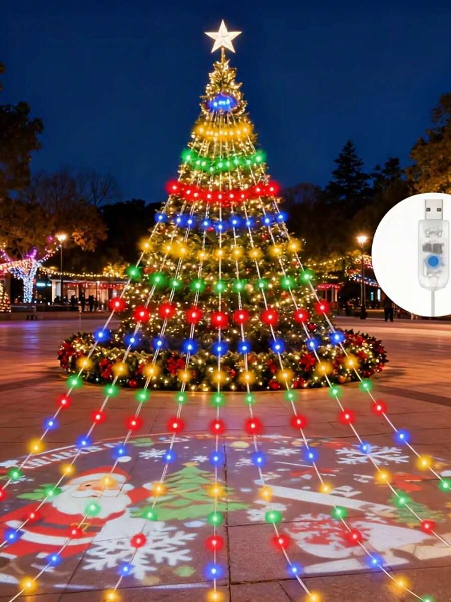 180/280/400pcs Christmas Waterfall Tree Lights, LED Hanging Fairy ...