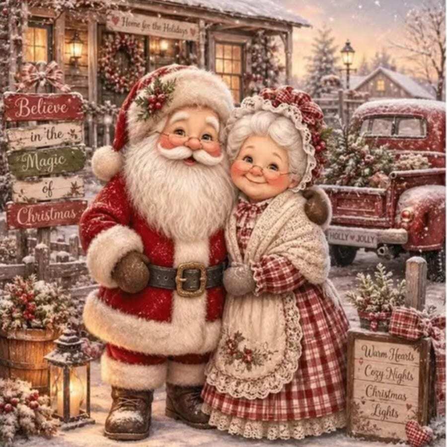 1PC DIY 5D Diamond Painting Kit Santa Claus Pattern - Round Full Drill Art Mosaic Craft, Home Wall Decor, Unframed - No Frame - View 1