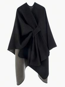 1pc Women Simple Ombre Solid Reversible "Poncho" Scarf, Casual & Warm For Outdoor, Autumn/Winter - Multicolor - View 28