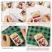 50pcs Vintage Christmas Santa Gift Tags With Hemp Rope, Festive Paper Gift Hanging Labels For Holiday Presents, Gift Wrapping & Party Favor Decor, Christmas Party Supplies - B - View 6