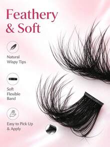 Lông mi giả chùm Wispy 10 hàng, nối mi sợi đơn DIY, lông mi giả xốp tái sử dụng tại nhà - D - Xem 5