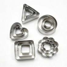 15pcs Mini Stainless Steel Cookie Cutters, Kitchen Baking Tools, Includes Round, Flower, Triangle, Heart, Square Shapes, For Making Mini Cookies, Vegetables, Fruits, Suitable For Christmas Pastry Decoration, Christmas Gift - View 9