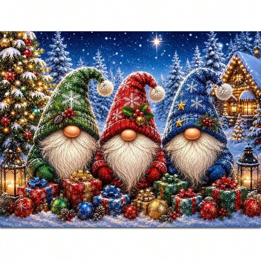 1PC DIY 5D Diamond Painting Kit Gnome Pattern - Round Full Diamond Art Mosaic Craft, Home Wall Decor, Frameless - No Frame - View 1