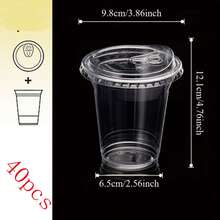 100/50/40/30/20/10/1pc High Transparency Cup With Lid, Leak-Proof Design Suitable For Iced Coffee, Milk Tea, Fresh Juice, Sparkling Water, Perfect For Home, Party, Picnic, Coffee Shop Takeout, Material, Clear And Beautiful, Easily Create Atmosphere Drinks! - Clear - View 13
