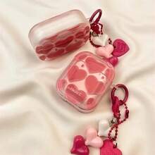Full Print Gradient Pink Heart Compatible With Airpods Protective Case, With Heart Pendant, Compatible With Compatible With Apple Compatible With Airpods 1/2/3/4/5 Pro 1/2/3, Romantic Valentine's Day Gift, Recommended For Boyfriend/Girlfriend - Heart-shaped Protective Case + Heart-shaped Pendant - View 4