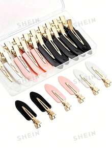 12/20/48 Pcs No Crease Hair Clips, Seamless Alligator Clips For Hair Styling, Makeup, Salon, DIY Craft, Wave Bangs, Gift Set, Black/Pink/White - Multi-color #CreamyGold - View 2