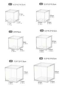 6pcs Transparent Square Storage Boxes With Adhesive Seal, Suitable For Birthday, Wedding Decoration, Mini Jewelry Display, Clear Plastic Boxes, Convenient For Organization And Storage - Multicolor - View 8