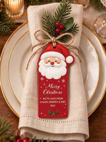 Customized Christmas Gift Tags, Cute Santa Claus & Christmas Tree Personalized Hanging Tags, Christmas Party Small Gift Decorations - Multicolor - View 5