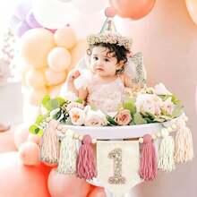 Pet 1st Birthday Party Hat, Linen Cone Hat With Pink Pom Pom And Glitter Number 1, Soft Adjustable Party Costume Photo Prop, Suitable For Small Dogs, Cats, Puppies, Kittens First Birthday Celebration - Multiple Styles - View 4