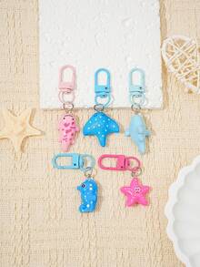 Cute Mini Resin Ocean Animal Keychain Pendant, Cute Sea Creature Snap Hook Bag Charm For Key & Backpack Decoration - Multicolor - View 2