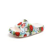 Boys' Lightweight Multi-Ball Graffiti All-Over Print EVA Slide Sandals, Cool Beach Bedroom Indoor Daily Slippers - White - View 12