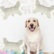 6 White Dog Bone Shaped Foil Balloons, Perfect For Puppy Birthday Celebrations - Great For Pet Themed Parties And Photo Props, No Power Required - 25 YEARS - View 3