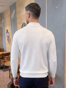 ALTZTAR Men's Solid Color Mock Neck Long Sleeve Sweater - White - View 3