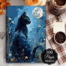 1pc A Stylish Cat-Themed Spiral Notebook - A Humorous Planner For Pet Enthusiasts, Featuring An Adorable Black Cat Cartoon Design, Perfect As A Birthday Present For Female Or Sisters, And A Great Back-To-School Gift For Note-Taking - One Book (50 Pages, 100 Pages) - View 12