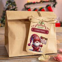 50pcs Vintage Christmas Santa Gift Tags With Hemp Rope, Festive Paper Gift Hanging Labels For Holiday Presents, Gift Wrapping & Party Favor Decor, Christmas Party Supplies - B - View 5