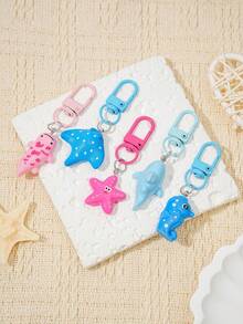 Cute Mini Resin Ocean Animal Keychain Pendant, Adorable Marine Creature Quick-Clip Bag Charm, Suitable For Keys And Backpack Decoration - Multi-color - View 3