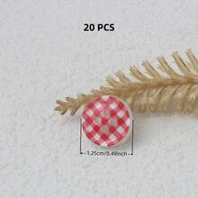 20/40/50 PCS, 1.2cm/1.25cm Round/Heart Grid Print 4-Hole Buttons, Suitable For Clothing Accessories, Dresses, Jackets, Shirts, Sweaters DIY, Dolls, Phone Cases Decoration - Checkered Print - View 33