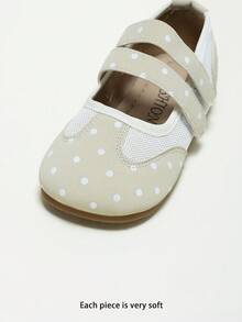 Girls' Printed Mesh Mary Jane Flats, Double Hook And Loop Breathable Soft Sole, 2026 - Beige - View 7