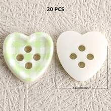 20/40/50 PCS, 1.2cm/1.25cm Round/Heart Grid Print 4-Hole Buttons, Suitable For Clothing Accessories, Dresses, Jackets, Shirts, Sweaters DIY, Dolls, Phone Cases Decoration - Checkered Print - View 34
