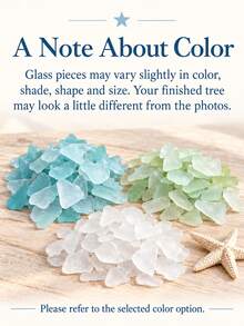 1 Set DIY Sea Glass Christmas Tree Craft Kit, 5 Colors Available, With Starfish Topper, Frosted Glass Pieces, Suitable For Handmade Holiday Gifts, Coastal Home Decor, Bedroom Shelf Display, Holiday Table Centerpiece And Creative Craft Projects - Upgraded Christmas Tree DIY Kit - View 4