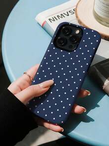 Navy Blue With White Polka Dot Pattern 2-In-1 PC Hard Shell & TPU Soft Inner Case, Matte Finish, Non-Magnetic, Gift, Cover Phone, Matching Phone Cases, Case Compatible With 11 12 13 14 15 16 16e 17 18 Pro ProMax Air - Matte Non-magnetic - View 6