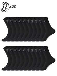 1/5/10/20 Pairs Men's Cross Pattern Mid-Calf Socks, Simple Versatile, Waist Striped Anti-Slip Shock-Absorbing, Comfortable And Soft - Black and White - View 15