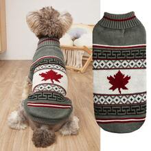 Pet Turtleneck Knit Jumper, Maple Leaf Dachshund Printed Warm Dog Sweater For Small Dogs - Multicolor - View 17