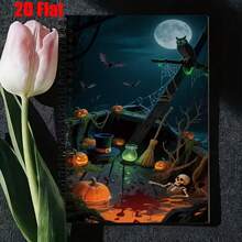 1pc [2D] Flat Spiral Notebooks Halloween Ghost Pumpkin Scenery Cover A5 Spiral Bound Notebook Back-To-School Season Gift Student Homework Memo Diary Stationery Suitable For Back-To-School Season, Student Notebooks, Student Essentials - One Book (50 Pages, 100 Pages) - View 13
