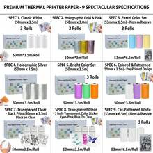 Thermal Sticker Paper 53x28mm For Phomemo T02/M02/M02S/PRO Mini Printers, 3.75m Mini Colorful Self-Adhesive Mini Printer Paper For Memoking Mini Printer, Study Notes, Journals, Photos - View 2