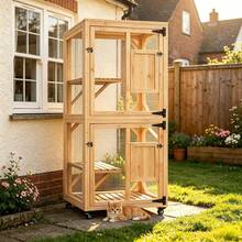 YODOLLA Outdoor Cat House With Waterproof Roof & 4 Levels (180 Cm) - Beige - View 1