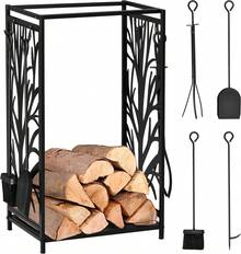 Kaminholzregal für innen Stahl Brennholzregal 46x30x70cm Schwarz - 1 - Übersicht 1