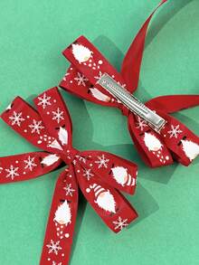 2pcs Festive Atmosphere Double Layer Bow Hair Clips, Theme Party Gathering Photography Dating Outing Outfit Styling Head Accessory - Multicolor - View 3