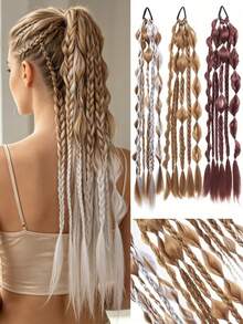 Long Braided Ponytail Hair Extension, Women's Ponytail With Headband, Hair Extension, Suitable For Daily Wear, Party And Other Occasions - Multicolor - View 3