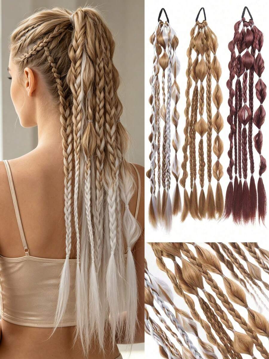 Long Braided Ponytail Hair Extension, Women's Ponytail With Headband, Hair Extension, Suitable For Daily Wear, Party And Other Occasions