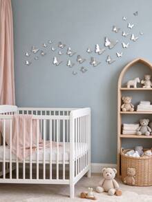 30pcs/Set Butterfly-Shaped Silver Acrylic Wall Decals,Removable And Easy To Stick,Decor For Baby Nursery,Kids Bedroom,Home,Room & Party Background - Multicolor - View 4
