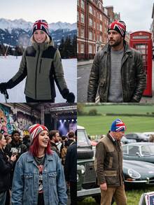 2/1pc Unisex Union Jack Flag Jacquard Knitted Beanie Hat,Classic Street Style Winter Cap For Men&Women,For Daily Wear,Gift,Travel,Autumn/Winter - Flag Design - View 3