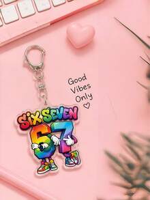 1pc Cute Colorful Acrylic Cartoon Decorative Keychain, Acrylic Key Chain Decoration, Gift For Friends And Besties, Bag Accessory, Suitable For Both Boys And Girls - A - View 8