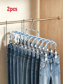 1pc/2pcs/3pcs Gray/White/Blue Pants Hanger With Clips, Multi-Layer Non-Slip Hangers For Pants, Socks & Underwear, Space Saving Closet Organizer For Home & Laundry Room, Heavy Duty, Durable, No Mark, Drying Rack - Multicolor - View 16