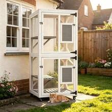 YODOLLA Outdoor Cat House With Waterproof Roof & 4 Levels (180 Cm) - White - View 1
