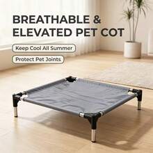 Ranjang Hewan Peliharaan Tinggi, Dapat Dicuci, Perakitan Cepat Tanpa Alat, Tempat Tidur Hewan Peliharaan Lipat Portabel yang Bernapas untuk Penggunaan Dalam dan Luar Ruangan, Tempat Tidur Kucing dan Anjing Sepanjang Musim - Grey - View 6