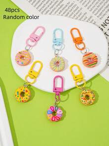 Cute Mini Realistic Donut Keychain, Resin Pendant, Colorful Dessert Key Ring Charm, Handbag Backpack Decoration Accessory, Adorable Party Favor Gift - Multicolor - View 7