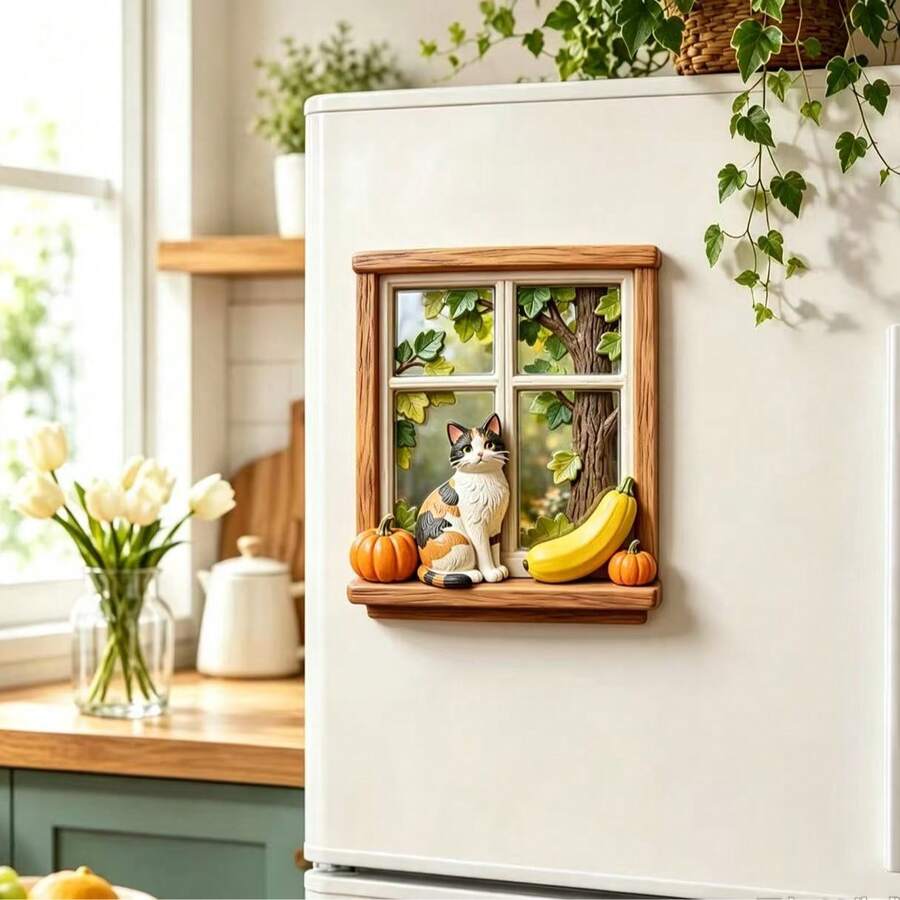 Japanese Country Style Cat Fridge Magnet, 3D Embossed Personalized Cute Creative Gift Decoration Magnetic Souvenir, These Exquisite Fridge Magnets Are Great Creative Gifts, Can Be Used To Decorate Kitchen, Whiteboard, Storage Cabinet, Refrigerator, Also For Home Decor - Style a - View 1