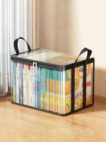 1pc Transparent PVC Storage Box, Foldable With Transparent Window Storage Bag, Extra Large Durable Transparent Storage Bin, Thickened Waterproof Rectangular Storage Box, Suitable For Books, Toys, Stationery And Snacks, Space-Saving Home And Classroom Storage, Practical Holiday Gift Choice, Bedroom Decor, Back To School, Autumn Decor, School Supplies - View 9