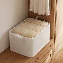 Beige Foldable Dual Handle Storage Basket, Suitable For Wardrobe/Bedroom/Office/Under Bed, Organizes Clothes, Toys, Miscellaneous Items, Space-Saving. - View 13