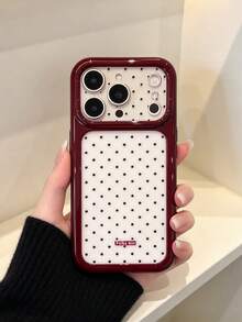 1 ốp lưng điện thoại chống sốc họa tiết chấm bi màu đỏ rượu vang, phù hợp cho tiệc tùng, tụ họp, Halloween, Giáng sinh, quà tặng sinh nhật, tương thích với Apple 18PRO 18PROMAX 13 14 15 - Màu Đỏ Sâu - Xem 3