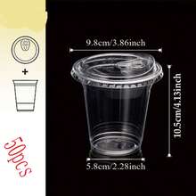 100/50/40/30/20/10/1pc High Transparency Cup With Lid, Leak-Proof Design Suitable For Iced Coffee, Milk Tea, Fresh Juice, Sparkling Water, Perfect For Home, Party, Picnic, Coffee Shop Takeout, Material, Clear And Beautiful, Easily Create Atmosphere Drinks! - Clear - View 21