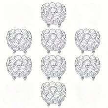 1/4/8/10/12/24pcs Gold/Silver Decorative Crystal Tea Light Candle Holders, 1.6 Inch Height, Suitable For Wedding Ceremony, Dining Table Centerpiece, Christmas, New Year Gifts - Multicolor - View 25