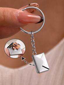 Custom Photo Envelope Keychain Personalized Stainless Steel Hidden Photo Envelope Key Ring Bag Charm Suitable For Couples, Pets, Birthday, Anniversary Or Valentine's Day Commemorative Gift - Multicolor - View 11