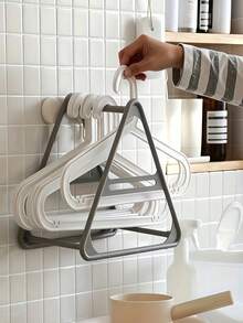 1pc Large Capacity Stackable Hanger Storage Rack, Multi-Functional Detachable Hanger Organizer, Home Closet Hanger Storage Tool, Can Store Various Hangers Centrally, Save Closet Space, Keep Bedroom And Laundry Room Tidy And Organized. Easy To Assemble And Disassemble, Stable Stacking Without Tipping, Suitable For Home Closet, Walk-In Closet, Laundry Room Use, Say Goodbye To Messy Hanger Piles, Optimize Storage Space. Home Storage Essential - Multicolor - View 6