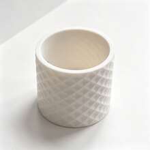 1pc 3D Printed White Multi-Faceted Cylindrical Planter, Minimalist Geometric Texture Indoor Greenery Succulent Bonsai Pot, Desktop Windowsill Home Decor Plant Container - White Flower Pot - View 9